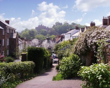 View of Dunster village, Somerset, England