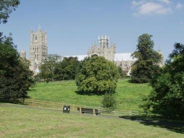 View of the West Tower and The Octagon of Ely Cathedral, Ely, Cambridgeshire, England