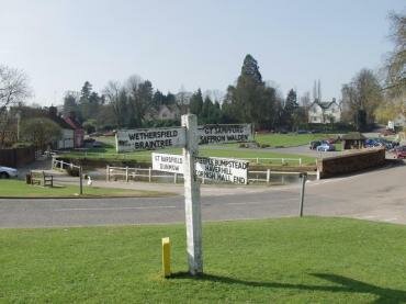 View of a directional signpost, Finchingfield, Essex, England