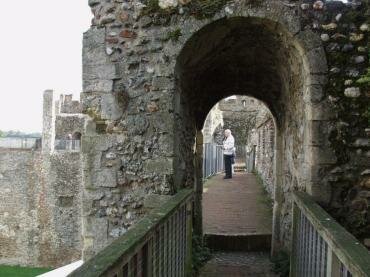 Photograph through one of the towers on the walls of Framlingham Castle, Framlingham, Suffolk, England
