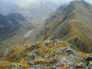 Picture looking out over the Hidden Valley from Bidean nam Bian towards Glen Coe