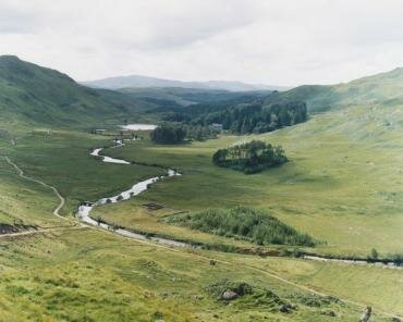 View of Glen Moidart showing the river and looking towards the Ardnamurchan Peninsula