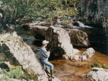 Fishing in Glen Nevis, Fort William, Highlands, Scotland, Great Britain