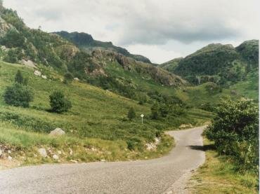View of the road into Glen Nevis, Fort William, Highlands, Scotland, Great Britain