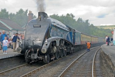 View of the locomotive Sir Nigel Gresley, North Yorks Moors Rialway, North Yorkshire, England