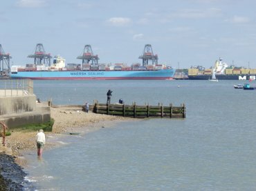 Photo from Harwich showing the Port of Felixstowe, Harwich, Essex, England