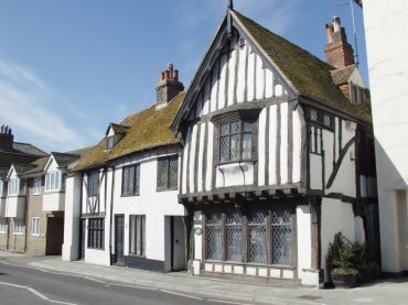 An ancient timberframed-building, Hastings Old Town, Hastings, Sussex, England, Great Britain