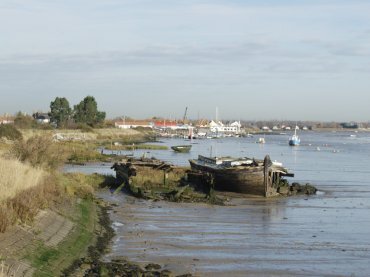View looking along the River Blackwater to Heybridge basin, Maldon, Essex, England