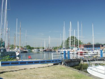 View looking along the River Blackwater to Heybridge basin, Maldon, Essex, England