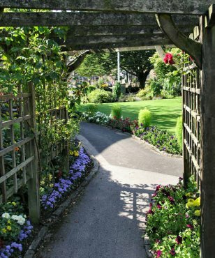 Scene showing the gardens, Bakewell, Derbyshire Peak District, England