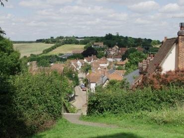 High level picture of the village from St. Mary's churchyard, Kersey, Suffolk, England