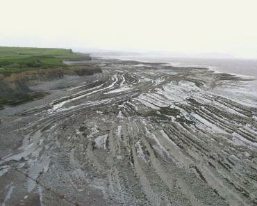 View of stratification on the shore, Kilve, Somerset, England