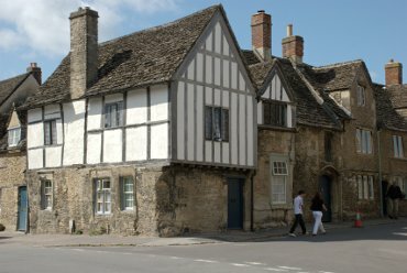 Photograph of a timber-framed building, Lacock, Wiltshire (Wilts), England