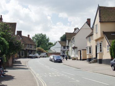 View of High Street, Lavenham, Suffolk, England