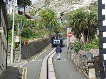 Photo of a tram car having just left the Llandudno terminus on it's way up the Great Orme's Head, Llandudno, Gwynedd, North Wales