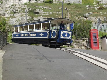 Photo of a tram car on the Great Orme's Head, Llandudno, Gwynedd, Snowdonia, North Wales