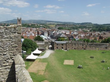 Ludlow seen from the top of the keep, Ludlow Castle, Ludlow, Shropshire, England