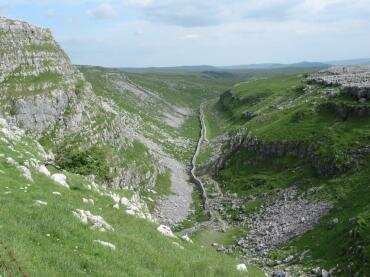 The dry valley above Malham Cove, Yorkshire Dales, North Yorkshire, England