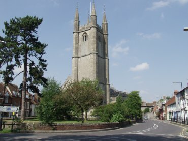 Scene showing St. Peter's Church, Marlborough, Wiltshire (Wilts), England