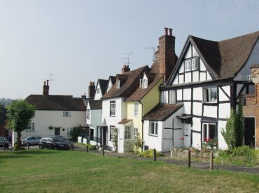 View of houses on the green, Marlborough, Wiltshire (Wilts), England