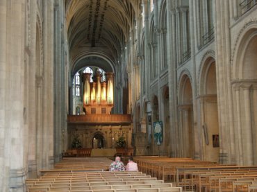 Photograph of the cathedral nave, Norwich, Norfolk, England