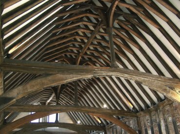 View of the roof structure, dragon hall, Norwich, Norfolk, England