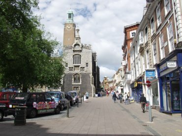 View of Gentlemen's Walk and the Guildhall, Norwich, Norfolk, England