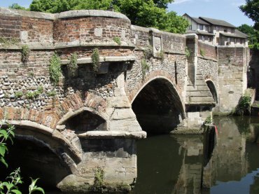 View of Bishop's Bridge, Norwich, Norfolk, England