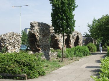 View of the medieval town wall, Norwich, Norfolk, England