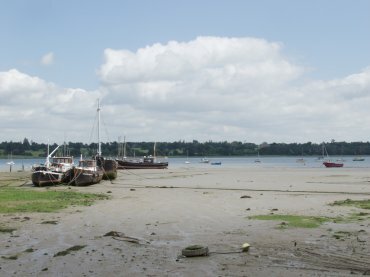 Photograph of the River Stour from in the Butt and Oyster bar, Pin Mill, Suffolk, England, Great Britain