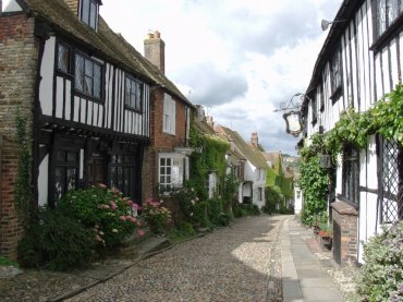 View of Mermaid Street, Rye, Sussex, England, Great Britain
