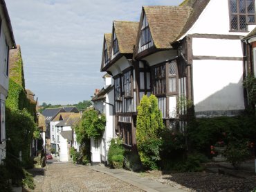 View of a timber-framed building in Mermaid Street, Rye, Sussex, England, Great Britain
