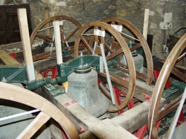 View of the bells in the church tower, Rye, Sussex, England, Great Britain