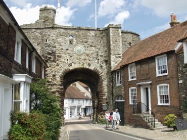 The Landgate seen from Hilder's Cliff, Rye, Sussex, England, Great Britain