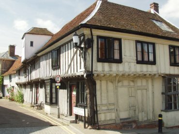 Scene showing the medieval youth hostel, Saffron Walden, Essex