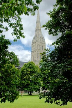 Scene showing Salisbury Cathedral, Salisbury, Wiltshire (Wilts), England