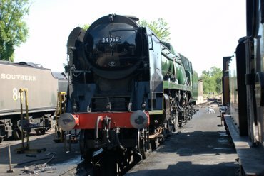 Scene showing locomotive, Sheffield Park Station, Bluebell Railway, Sussex, England