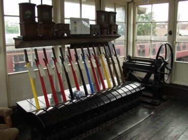 View of the signal box on the Poppy Line, Sheringham, Norfolk, England