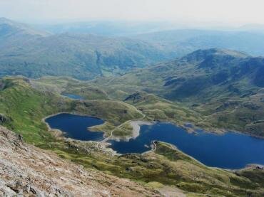 Scene showing Llyn Llydaw and the Miner's Track, Snowdon, Caernarvonshire (Gwynedd), Wales