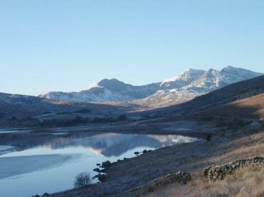 Scene showing the Snowdon massif, Capel Curig, Caernarvonshire (Gwynedd), Wales