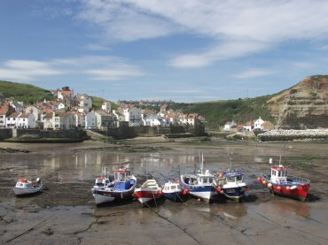 View of Staithes, North Yorks Moors, North Yorkshire, England
