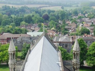 Photograph from the Great Tower of St. Albans Cathedral, St. Albans, Hertfordshire, England