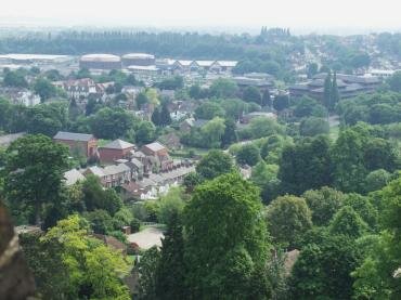 View, South,  from the Great Tower of St. Albans Cathedral, St. Albans, Hertfordshire, England