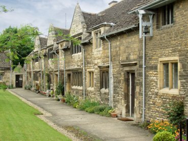 Front view of almshouses, Stamford, Lincolnshire, England