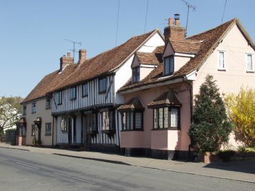 Photograph of ancient buildings, High Street, Stebbing, Essex, England