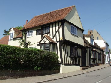 View of a timber-framed house in High Street, Stebbing, Essex, England