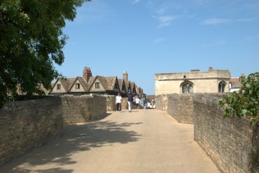 View across the old bridge towards the town centre, St. Ives, Huntingdonshire (Cambridgeshire), England
