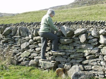 Photograph of a stile built in to a stone wall