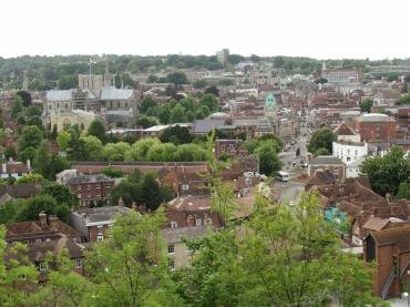 Photograph of the view from St. Giles Hill, Winchester, Hampshire (Hants), England