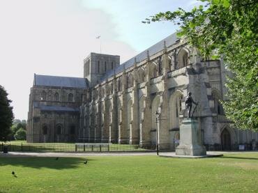 Scene showing Winchester Cathedral, Winchester, Hampshire (Hants), England, UK